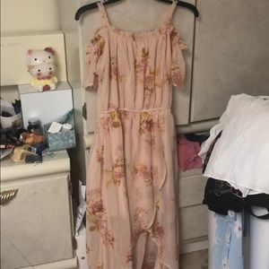 High low floral cold shoulder maxi dress